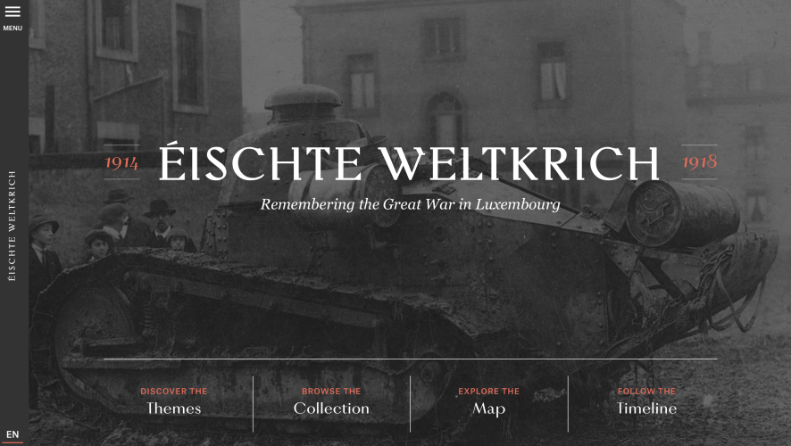Screenshot of the digital exhibition Éischte Weltkrich