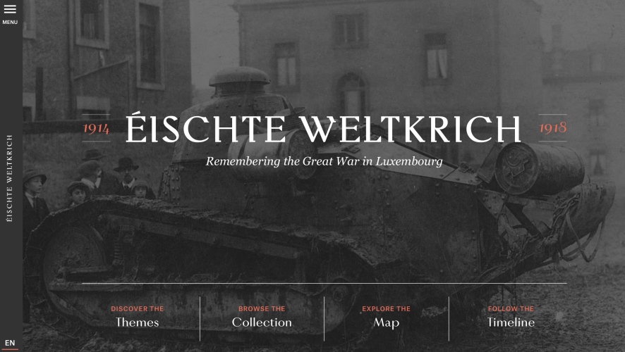 Screenshot of the digital exhibition Éischte Weltkrich