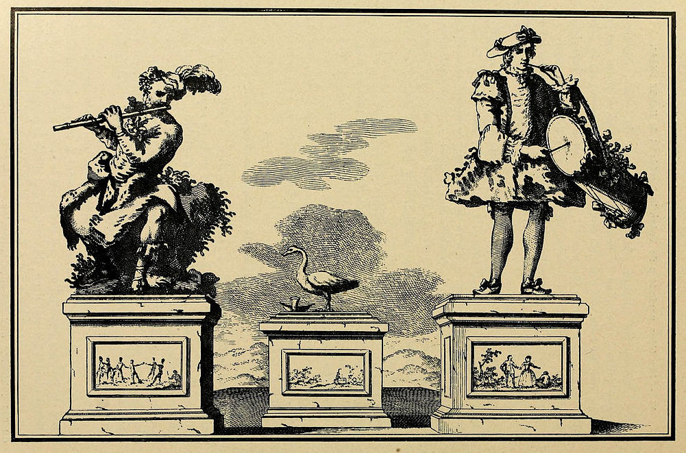 18th century engraving of Vaucanson's automata, from Henry René d’Allemagne’s Histoire des jouets (1902).