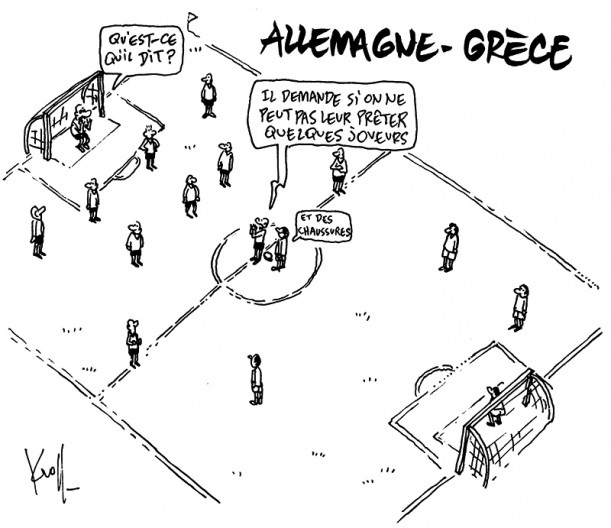 Press cartoon by Pierre Kroll on the Greece crisis